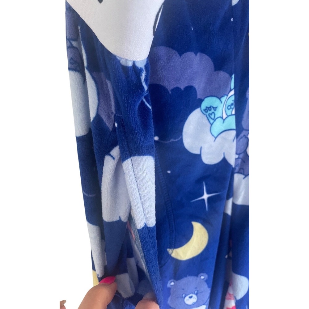 Care Bears Velour Pajama Pants Pockets Womens Size L Blue Clouds Moon Stars Cozy - Picture 9 of 9